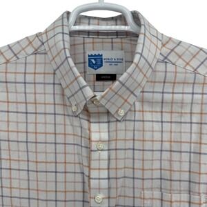 Mobley Sons Greene Plaid Short Sleeve Button Down Shirt Men XL Linen Dad Grandpa